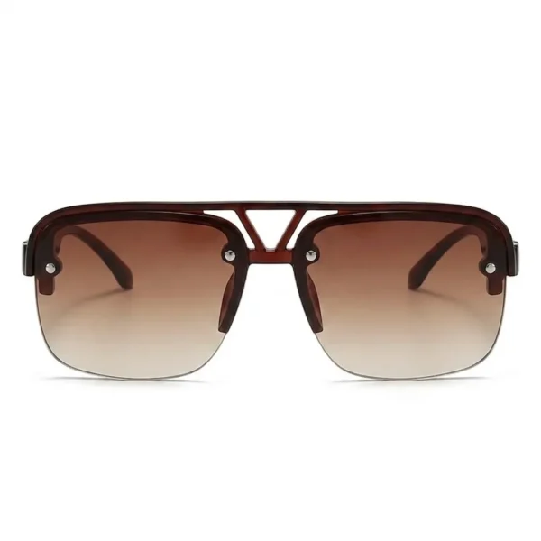 Man Trendy UV400 Half Rim Sunglasses Brown