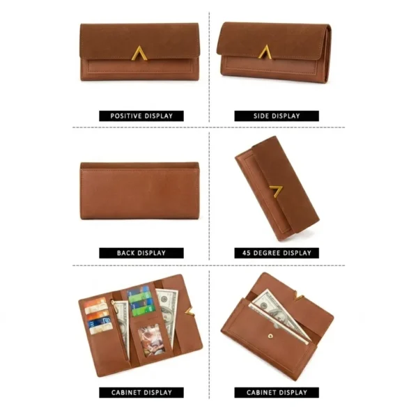 Korean Style Slim PU Leather Long Wallet Brown