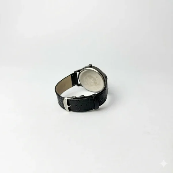 Men's Premium Black Leather Minimalist Quartz Watch
