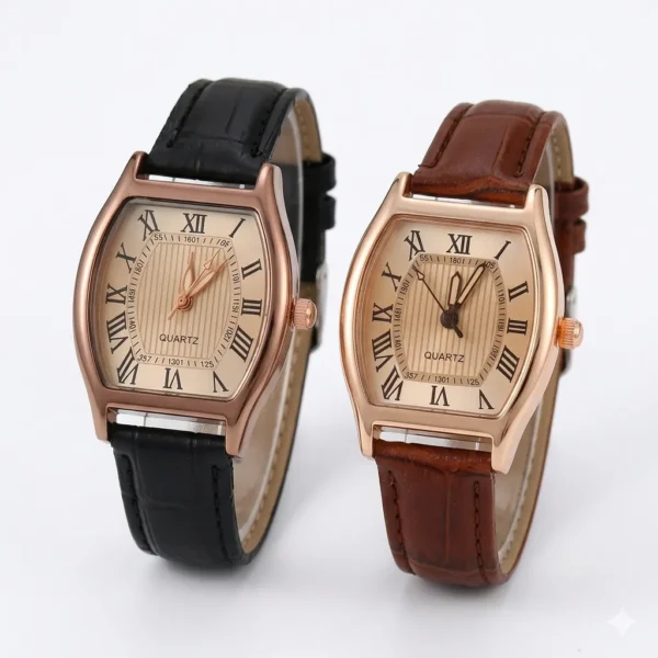 Retro Roman Oval Quartz Women's Watch Black