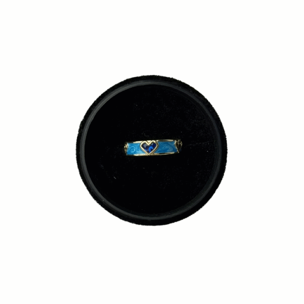 Gold Stainless Steel Adjustable Heart Enamel Ring