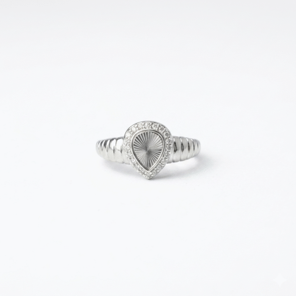 Sunburst Teardrop Halo Statement Ring Silver