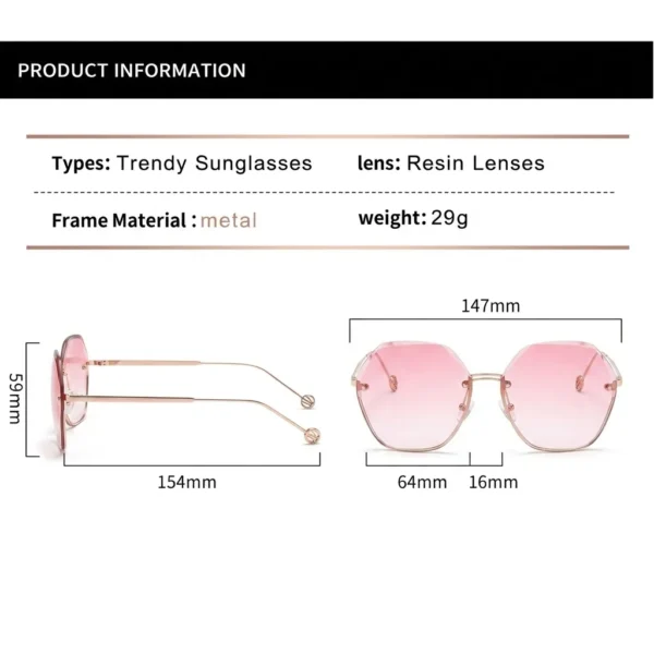 Imported Luxury Women Oversized UV400 Sunglasses Pink
