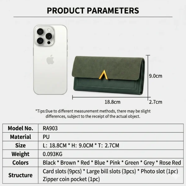 Korean Style Slim PU Leather Long Wallet Grey