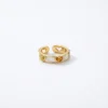 Gold Stainless Steel Adjustable Heart Enamel Ring