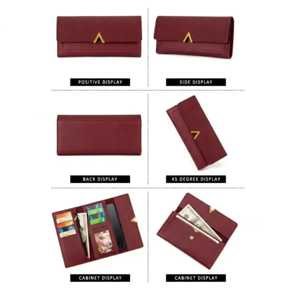 Korean Style Slim PU Leather Long Wallet Red