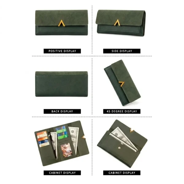 Korean Style Slim PU Leather Long Wallet Grey