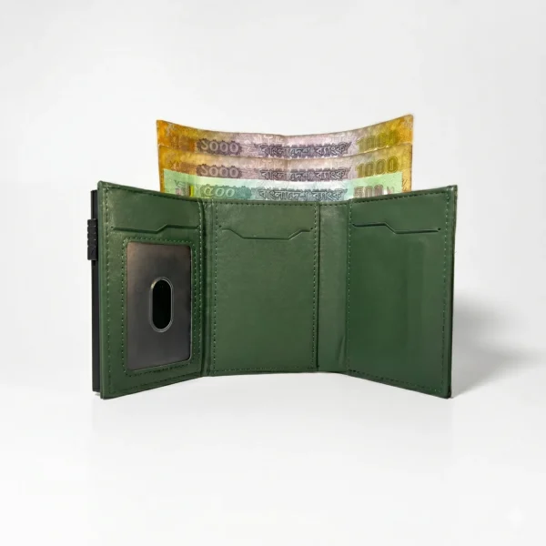 The Meridian Pop-Up Trifold | RFID-Blocking Microfiber Wallet Green