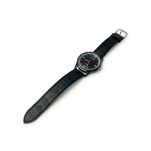 Men's Premium Black Leather Minimalist Quartz Watch