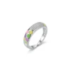 Silver Stainless Steel Enamel Polka Dot Ring