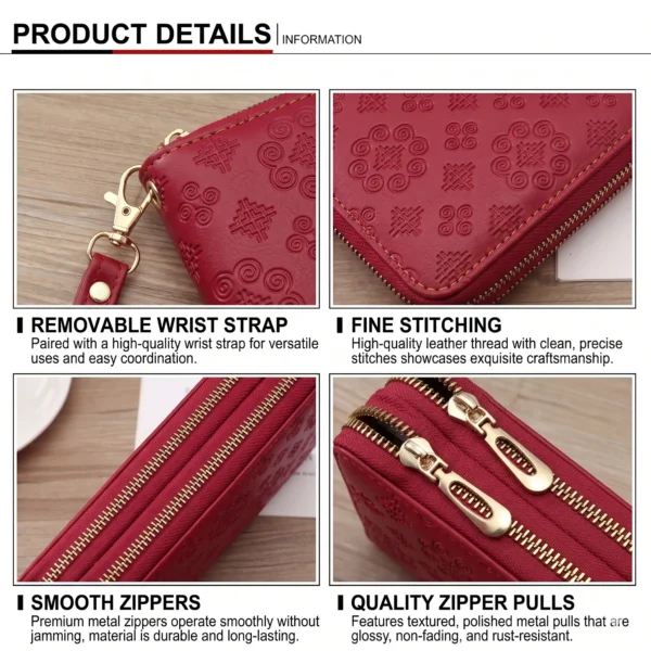 Luxury Vintage Women's PU Leather Long Zip Around Purse