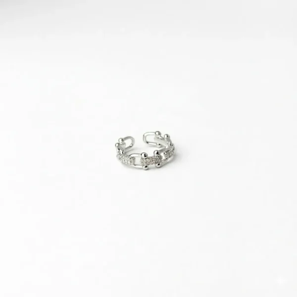 Stainless Steel Pave U-Link Adjustable Ring