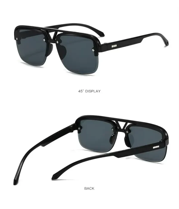 Unisex Trendy UV400 Half Rim Sunglasses Black