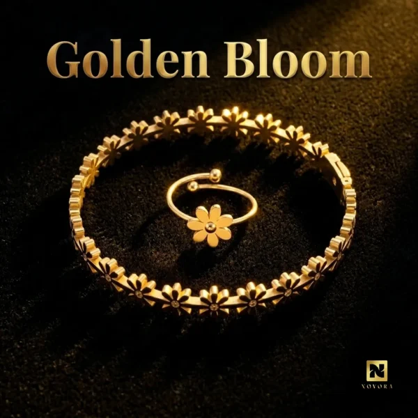 Golden Bloom 18K Gold-Plated Daisy Jewelry Set