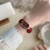Retro Rectangle Niche Quartz Leather Watch Red