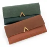 Korean Style Slim PU Leather Long Wallet Brown