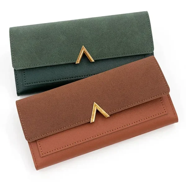 Korean Style Slim PU Leather Long Wallet Brown