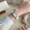 Retro Rectangle Niche Quartz Leather Watch White