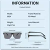 Retro Half Frame Square UV400 Sunglasses Black