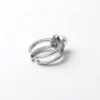 Pearl Clover Halo Gold Double-Band Rings Silver