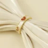 Gold Stainless Steel Adjustable Heart Enamel Ring