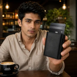 The Meridian Pop-Up Trifold | RFID-Blocking Microfiber Wallet Black