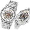 Modern Automatic Skeleton Dial Watch SILVER IN WHITE
