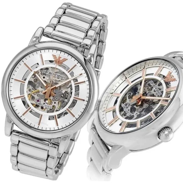 Modern Automatic Skeleton Dial Watch SILVER IN WHITE