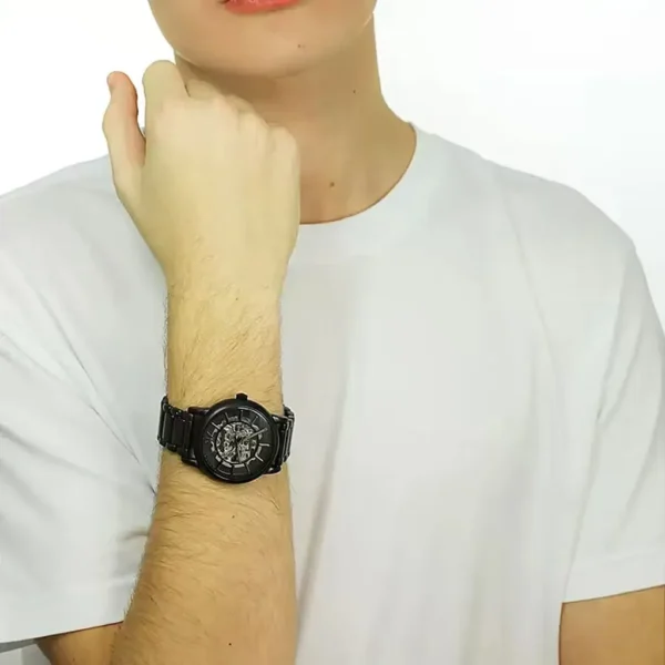 Modern Automatic Skeleton Dial Watch BLACK