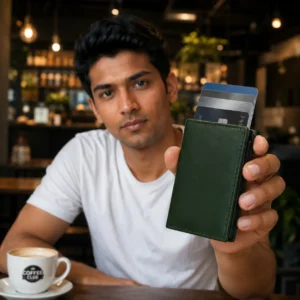The Meridian Pop-Up Trifold | RFID-Blocking Microfiber Wallet Green