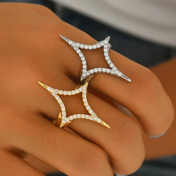 Geometric Star Adjustable Celestial Ring Gold