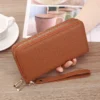 Luxury Vintage Women's PU Leather Long Zip Around Brown Purse