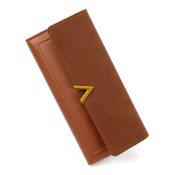 Korean Style Slim PU Leather Long Wallet Brown