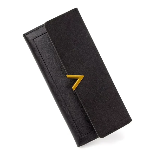 Korean Style Slim PU Leather Long Wallet Black