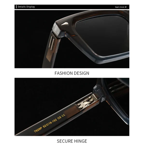 NOVORA Luxury Polarized Square Sunglasses for Men & Women | Full-Rim UV-400 Protective Fashion Eyewear with Premium Modern Design BLACK