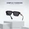 NOVORA Luxury Rectangular Sunglasses for Men & Women | UV400 Leopard Print PC Frame with Modern Square Design & Premium Fashion Eyewear BLACK