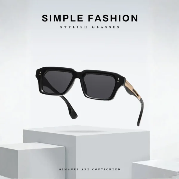 NOVORA Luxury Rectangular Sunglasses for Men & Women | UV400 Leopard Print PC Frame with Modern Square Design & Premium Fashion Eyewear BLACK