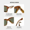 NOVORA Luxury Rectangular Sunglasses for Men & Women | UV400 Leopard Print PC Frame with Modern Square Design & Premium Fashion Eyewear GREEN