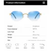 NOVORA Luxury Vintage Rectangle Sunglasses for Women | UV400 Metal Rimless Square Eyewear with Elegant Retro Fashion Design BLUE