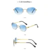 NOVORA Luxury Vintage Rectangle Sunglasses for Women | UV400 Metal Rimless Square Eyewear with Elegant Retro Fashion Design BLUE