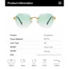 NOVORA Luxury Vintage Rectangle Sunglasses for Women | UV400 Metal Rimless Square Eyewear with Elegant Retro Fashion Design Green