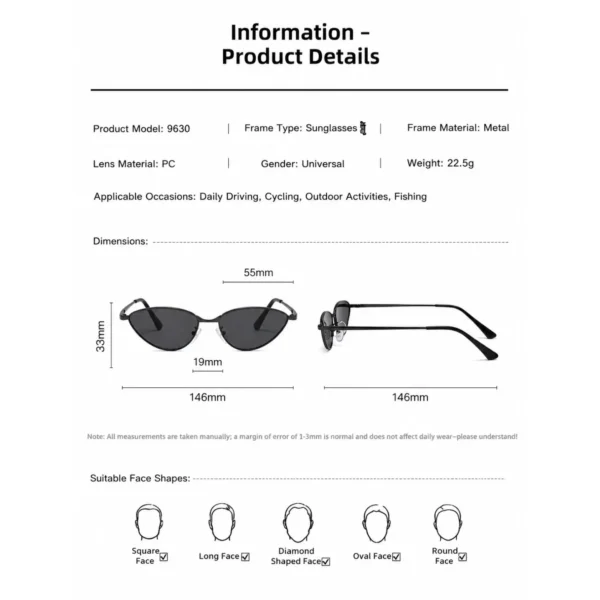 NOVORA Luxury Cat-Eye Sunglasses for Women | UV400 Y2K Fashion Eyewear with Minimalist High-End Design, Elegant Retro Style for Everyday Wear BLACK