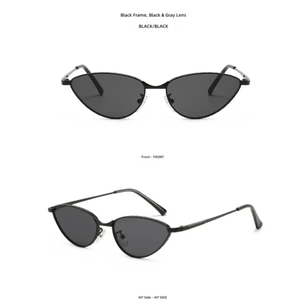 NOVORA Luxury Cat-Eye Sunglasses for Women | UV400 Y2K Fashion Eyewear with Minimalist High-End Design, Elegant Retro Style for Everyday Wear BLACK