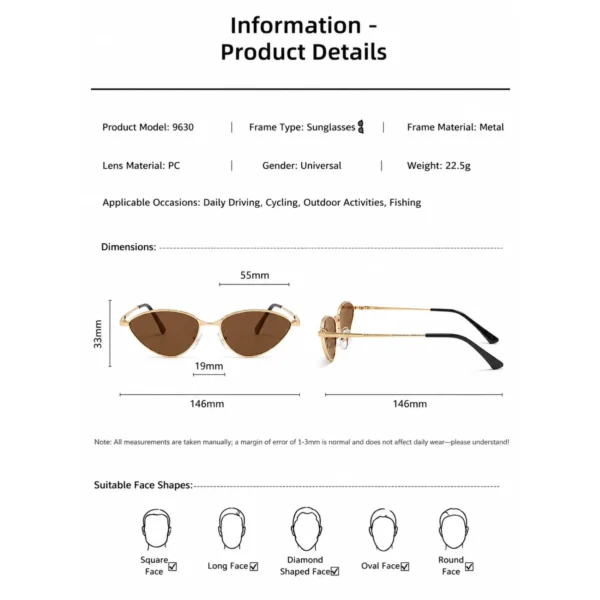 NOVORA Luxury Cat-Eye Sunglasses for Women | UV400 Y2K Fashion Eyewear with Minimalist High-End Design, Elegant Retro Style for Everyday Wear BROWN