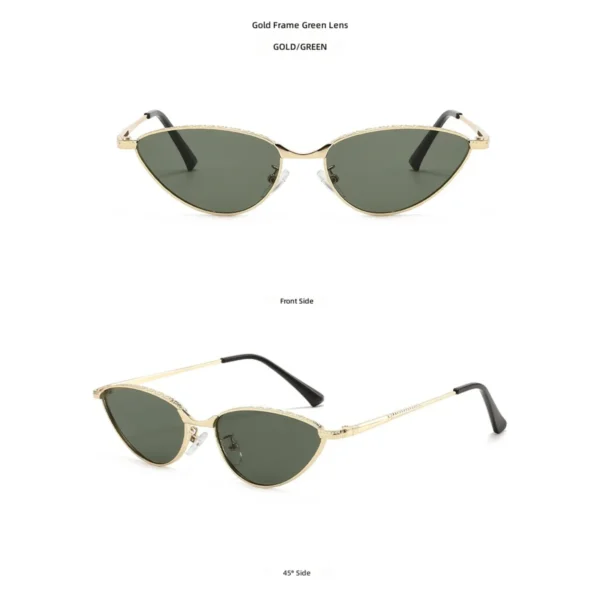 NOVORA Luxury Cat-Eye Sunglasses for Women | UV400 Y2K Fashion Eyewear with Minimalist High-End Design, Elegant Retro Style for Everyday Wear GREEN