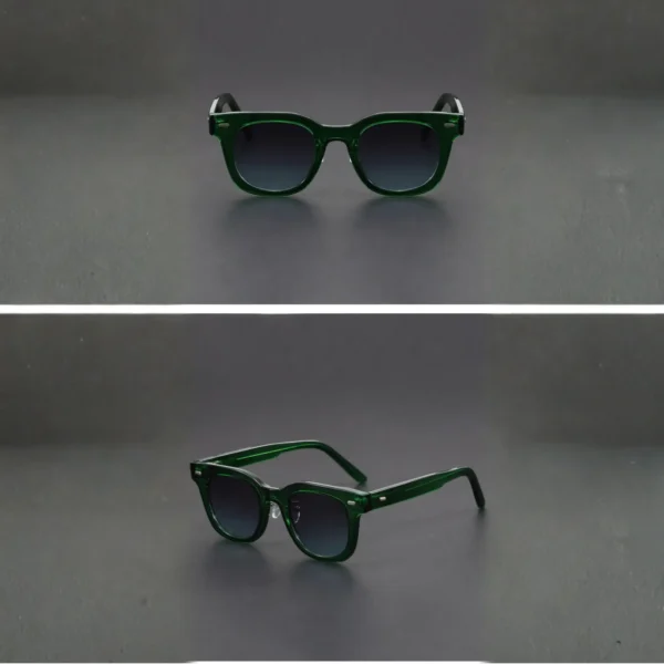 NOVORA Luxury Vintage Square Sunglasses for Men | Premium Green & Black Frame with Bold Retro Design for Timeless Fashion Green