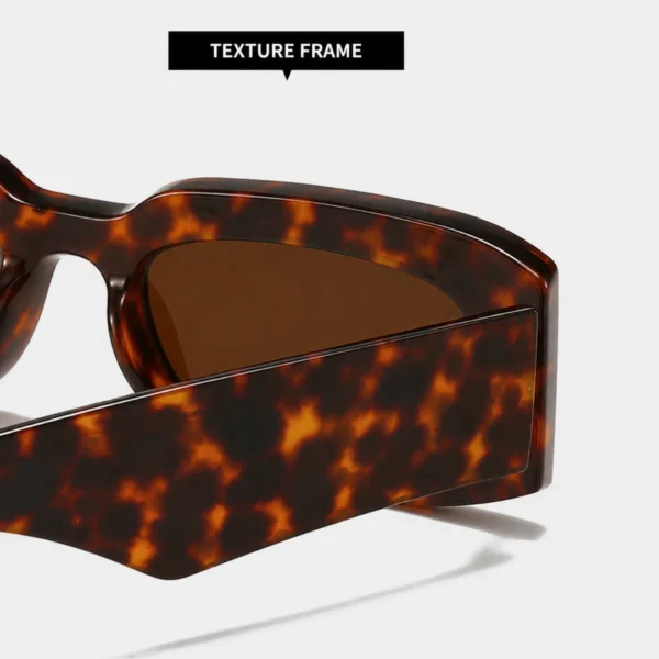 NOVORA Luxury Leopard Print Square Sunglasses for Men & Women | UV400 PC Frame with Clear Red & Blue Accents, Premium Fashion Eyewear Tiger