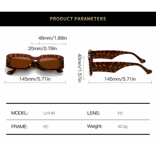 NOVORA Luxury Leopard Print Square Sunglasses for Men & Women | UV400 PC Frame with Clear Red & Blue Accents, Premium Fashion Eyewear Tiger