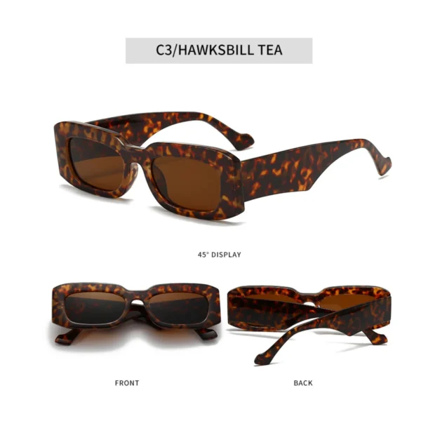 NOVORA Luxury Leopard Print Square Sunglasses for Men & Women | UV400 PC Frame with Clear Red & Blue Accents, Premium Fashion Eyewear Tiger