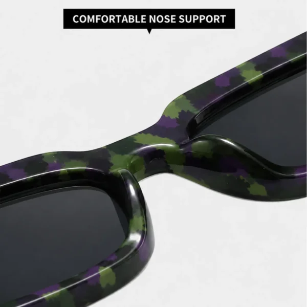 NOVORA Luxury Leopard Print Square Sunglasses for Men & Women | UV400 PC Frame with Clear Red & Blue Accents, Premium Fashion Eyewear Tiger Green